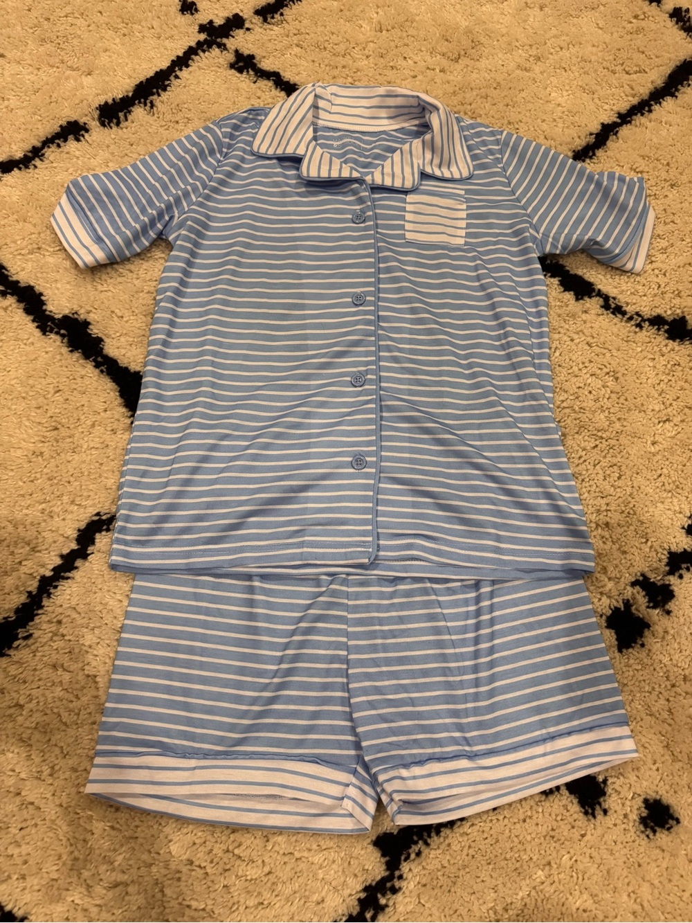 Market & Spruce Children's Light Blue Striped Pajama Set - Short Sleeve & Shorts